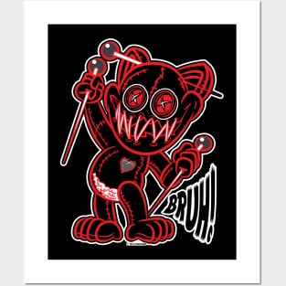 Bruh! Voodoo Kitty Cat Doll Red and Black Posters and Art